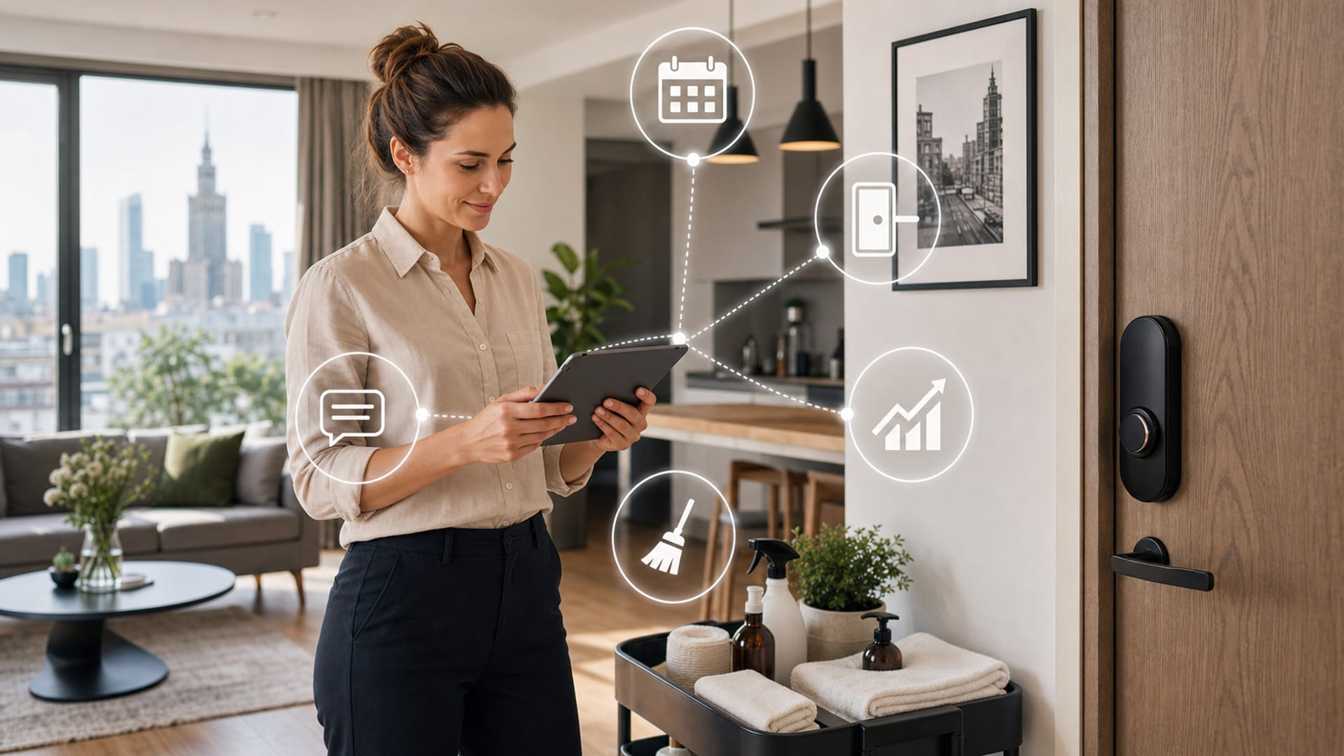 Stos technologiczny Airbnb 2026: PMS, channel manager, smart locki, wycena dynamiczna, automatyzacja dla hostów STR