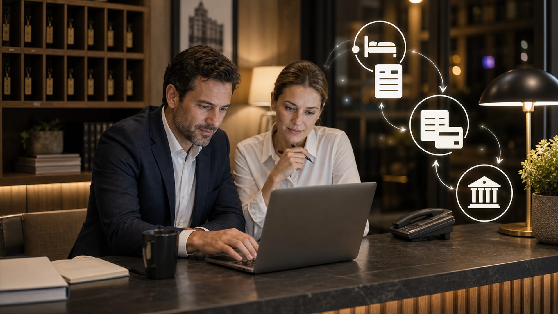 Hotel PMS Integration mit Buchhaltungssoftware, QuickBooks, Xero, DATEV Konnektoren für die Nachtaudit-Automatisierung
