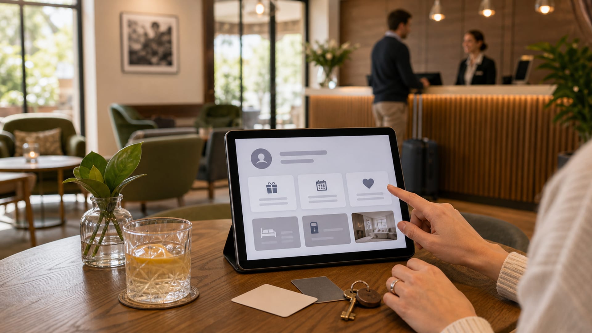 Hotelgast erhält Treueprogramm-Vorteile beim Check-in