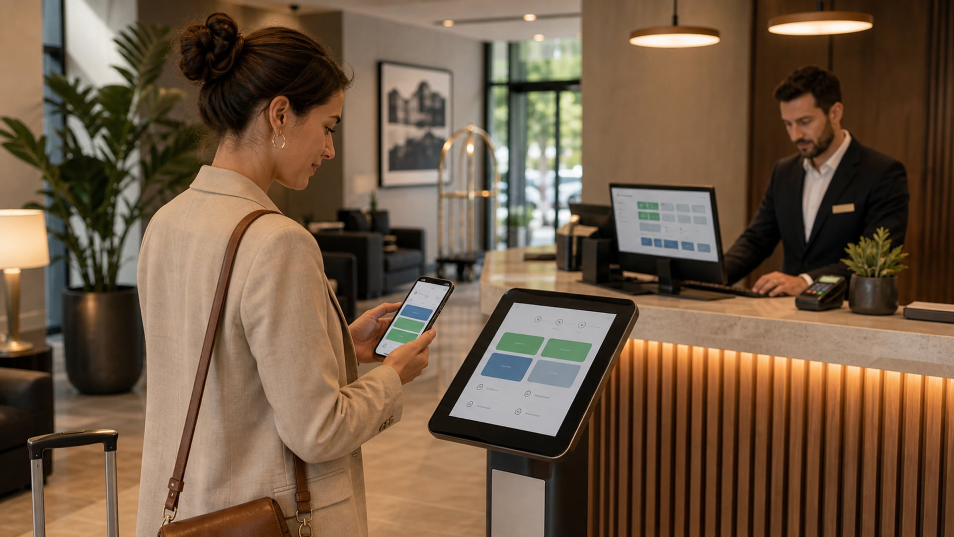Diagrama de arquitectura de integración check-in digital con PMS