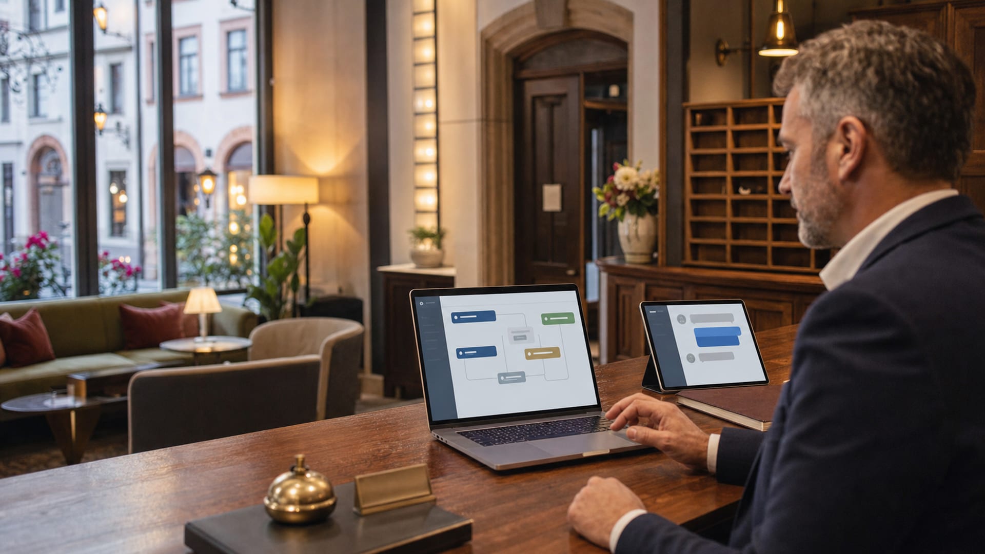 Hotel-Management-Dashboard mit integrierten PMS- und Kommunikationssystemen