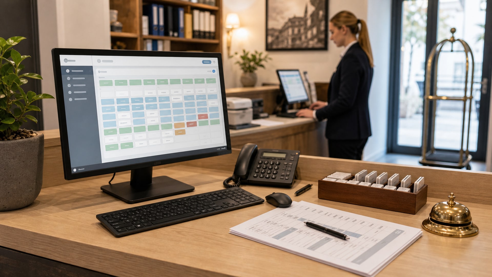 Hotelmitarbeiter demonstriert Cloud-PMS-Software