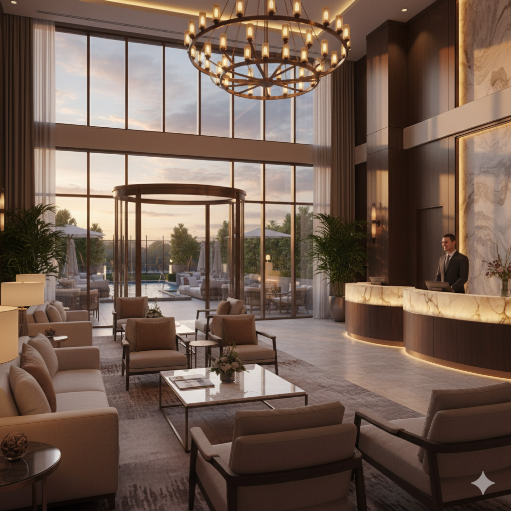 Hotel front desk representing direct booking experience